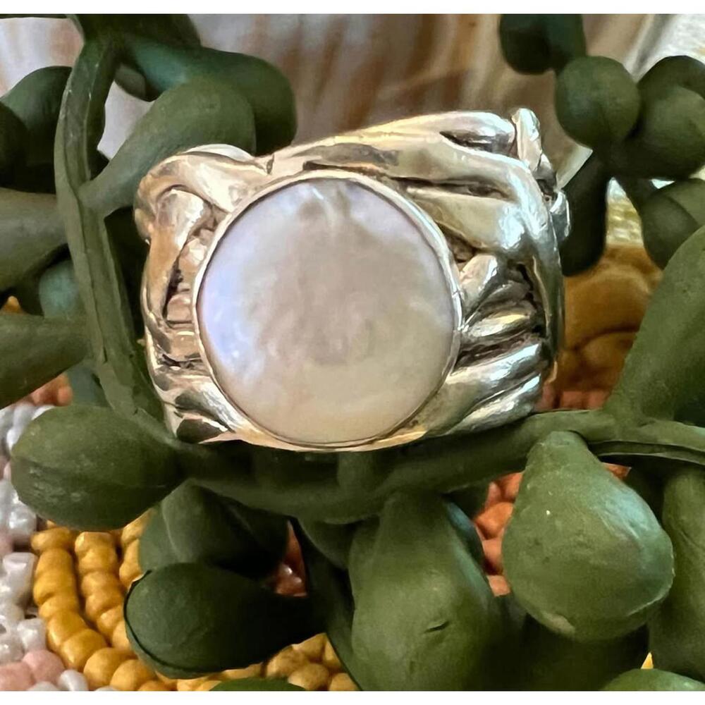 Silpada Size 7  1/2Retired Silpada Sterling Silver Coin Pearl Mermaid Ring R1542